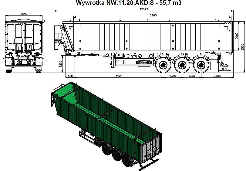 Полуприцеп самосвальный ЗАСЛАВ алюминиевый NW.11.20.AD.S, ~55,7м³ 